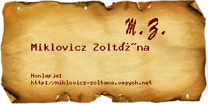 Miklovicz Zoltána névjegykártya